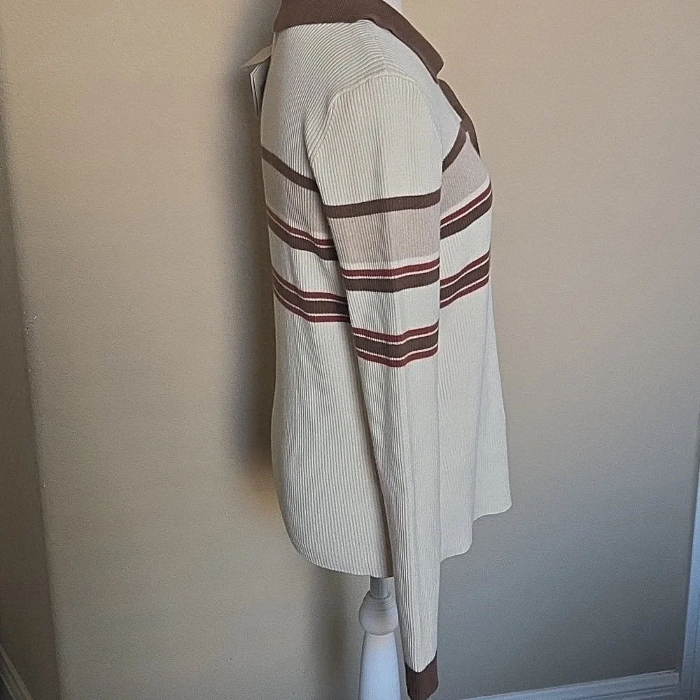NEW Faherty Mikki Polo Long Sleeve Ribbed Pullover Retro Fall Stripe - L - Picture 4 of 11